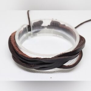 Men's Bracelet Leather Layered Brown New f30